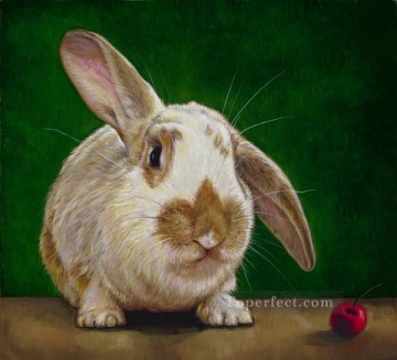 ウサギ バニー ウサギ Painting - ウサギと赤い果実